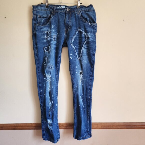 ROGUE Men's Distressed Paint Splatter Denim Jeans Size 36X32 - Picture 2 of 8
